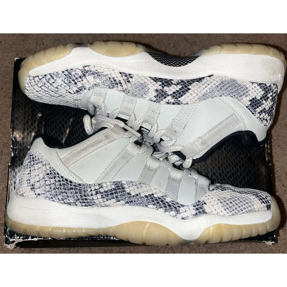 NIKE Air Jordan 11 Retro Low “Light Bone Snakeskin” Youth Size 5.5y